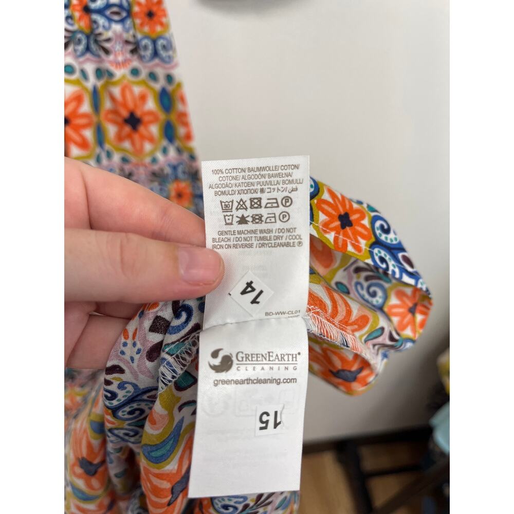 Boden Smocked Bodice Midi Dress Colorful Cute Tapestry Stripe Puff Sleeves US6 - Picture 11 of 13